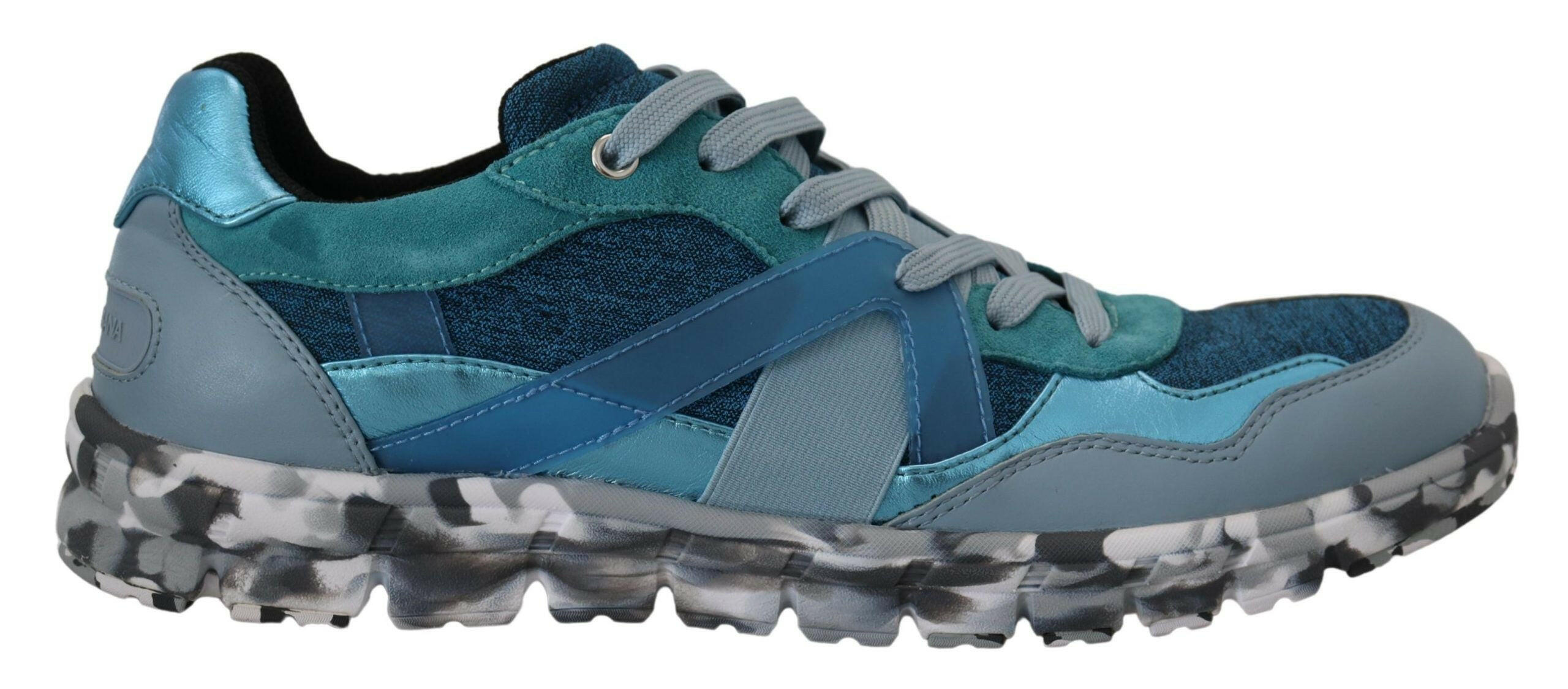 Dolce & Gabbana Blue Gray Leather Sport Low Top Sneakers -   -  Dolce & Gabbana.