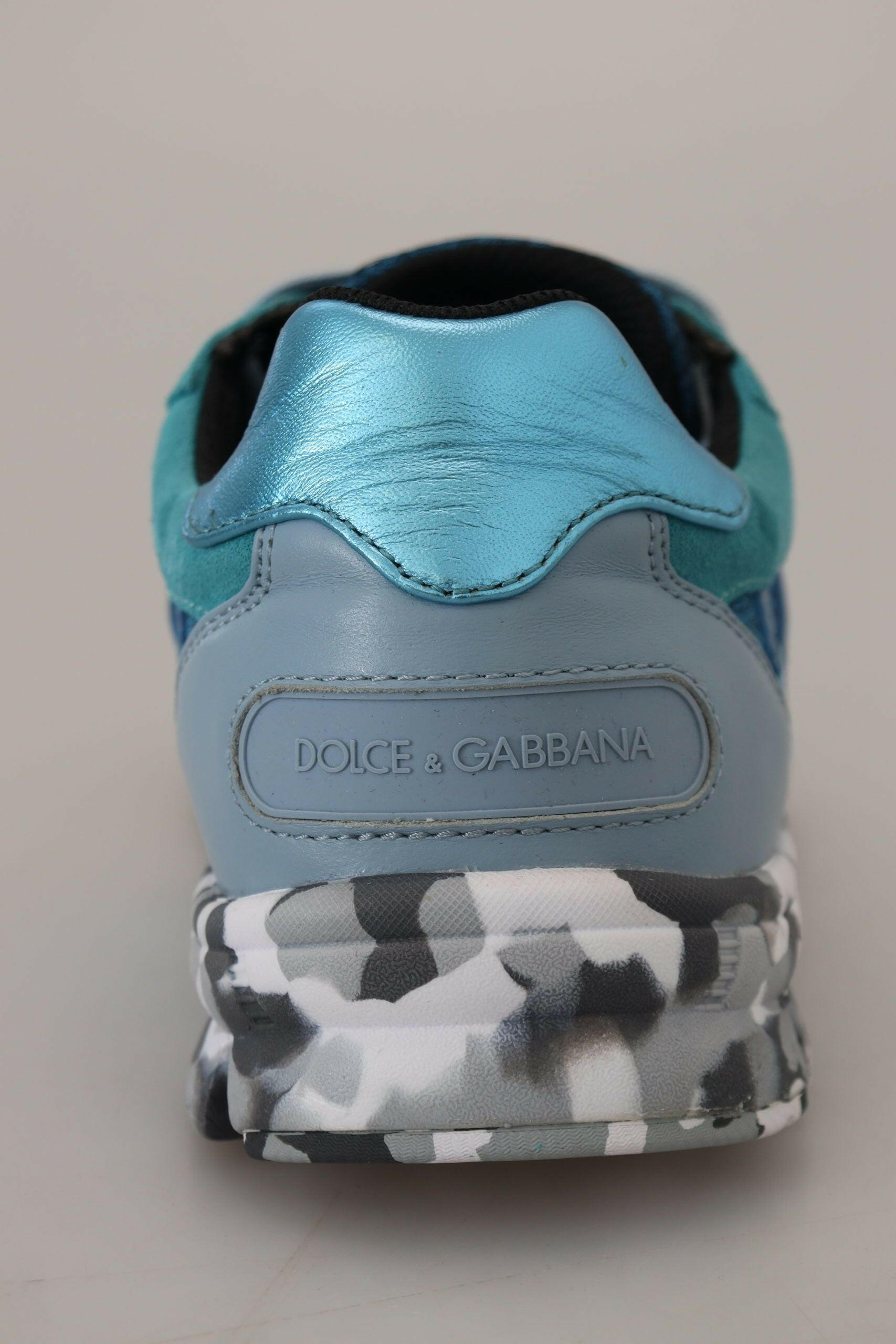 Dolce & Gabbana Blue Gray Leather Sport Low Top Sneakers -   -  Dolce & Gabbana.