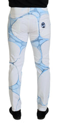 Dolce & Gabbana White Blue Denim Cotton Jeans Stretch Skinny Fit Pant -   -  Dolce & Gabbana.