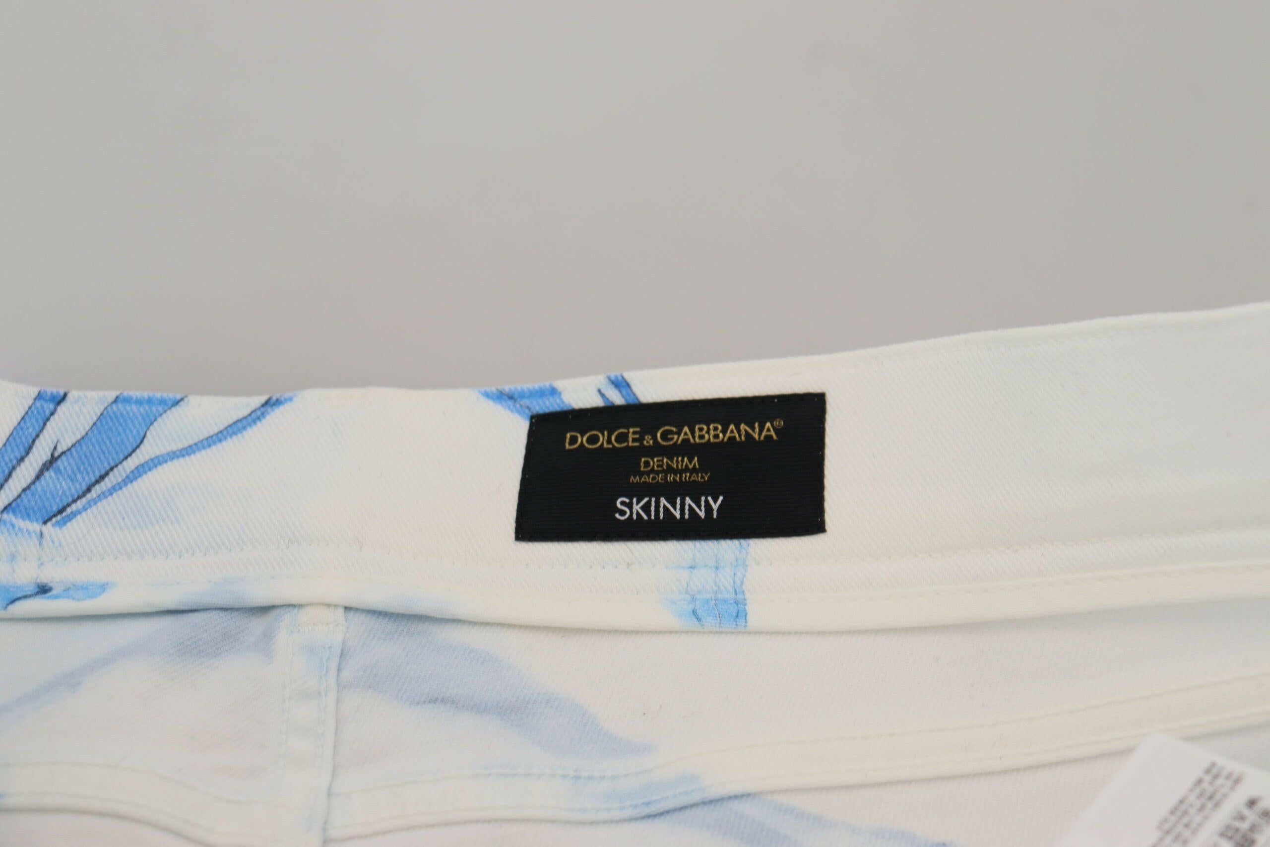 Dolce & Gabbana White Blue Denim Cotton Jeans Stretch Skinny Fit Pant -   -  Dolce & Gabbana.