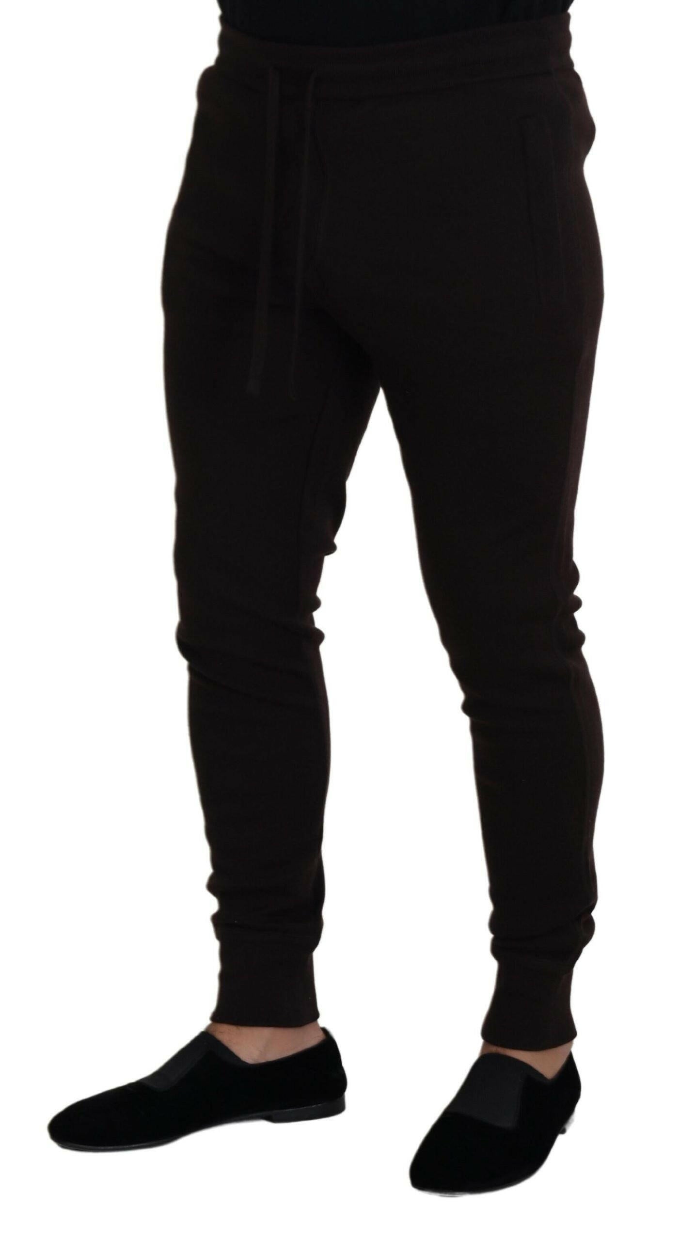 Dolce & Gabbana Brown Cashmere Trousers Bottoms Drawstring Pants -   -  Dolce & Gabbana.