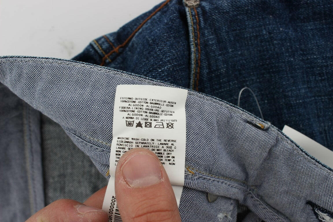 Acht Blue Wash Cotton Baggy Loose Fit Jeans -   -  Acht.