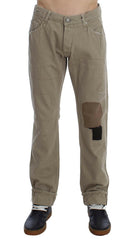 Acht Beige Cotton Patchwork Jeans -   -  Acht.