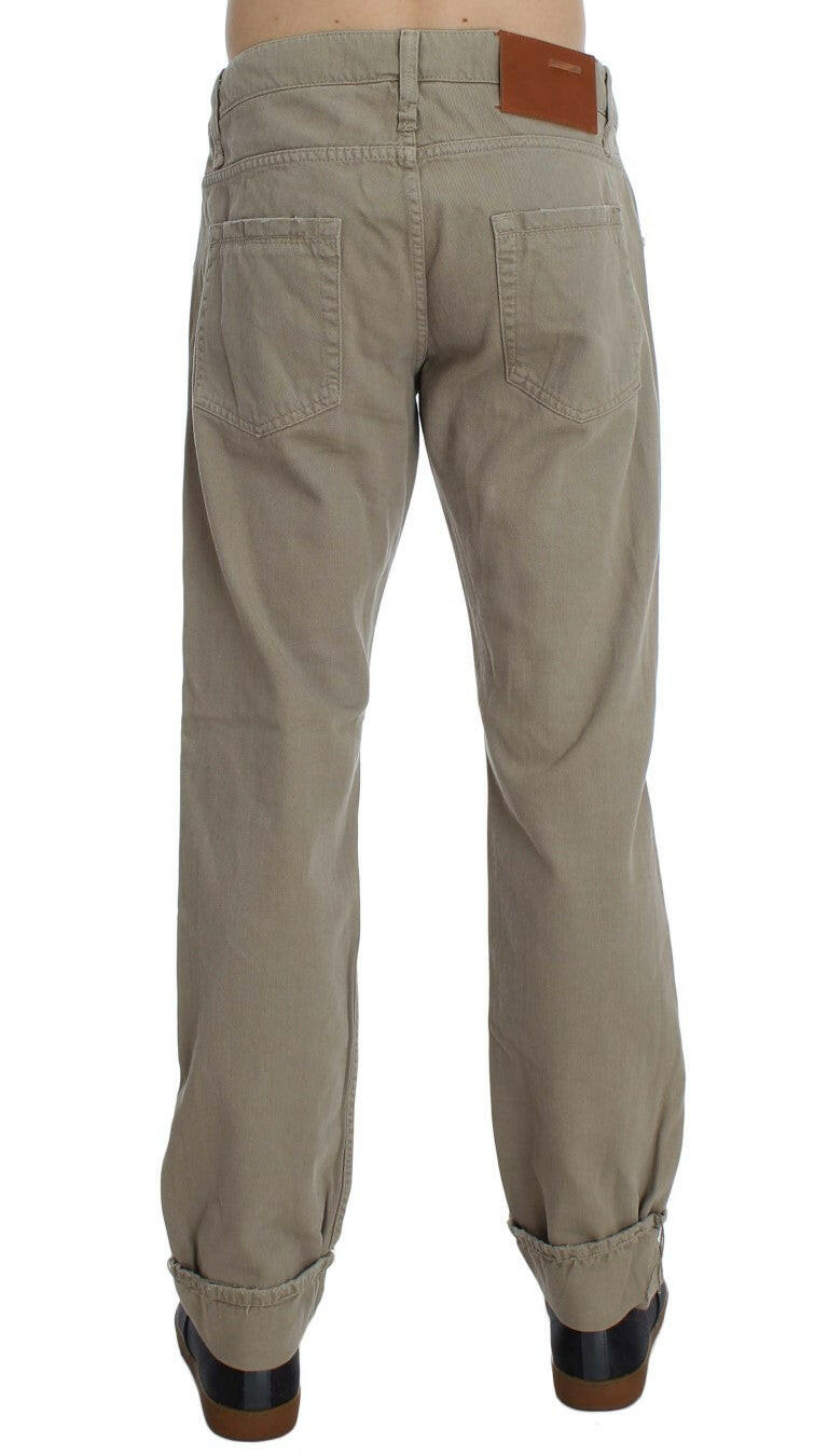 Acht Beige Cotton Patchwork Jeans -   -  Acht.