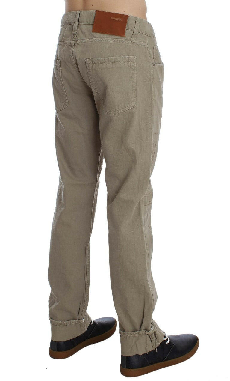 Acht Beige Cotton Patchwork Jeans -   -  Acht.