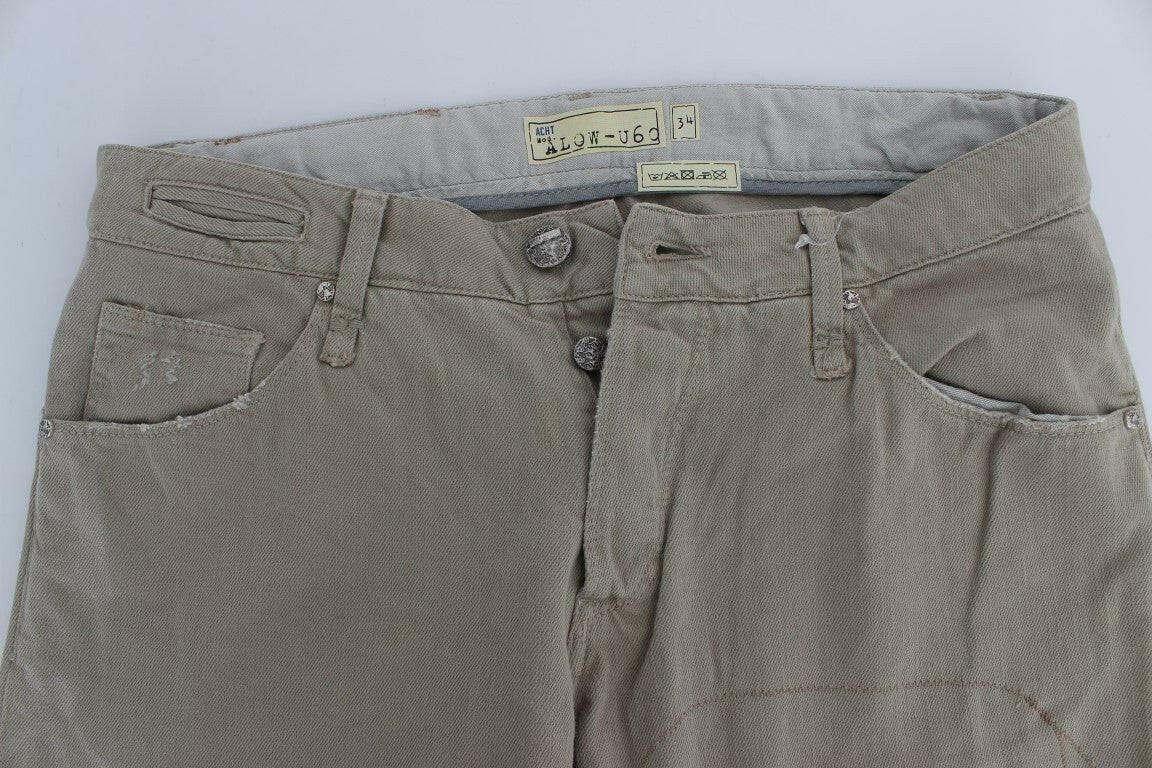 Acht Beige Cotton Patchwork Jeans -   -  Acht.