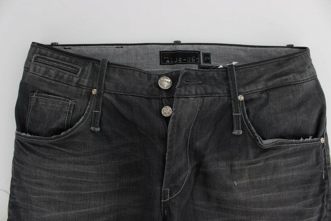 Acht Gray Cotton Regular Low Fit Jeans -   -  Acht.