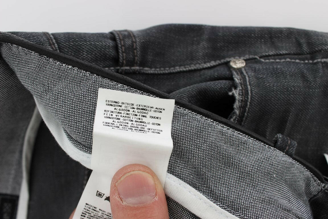 Acht Gray Cotton Regular Low Fit Jeans -   -  Acht.