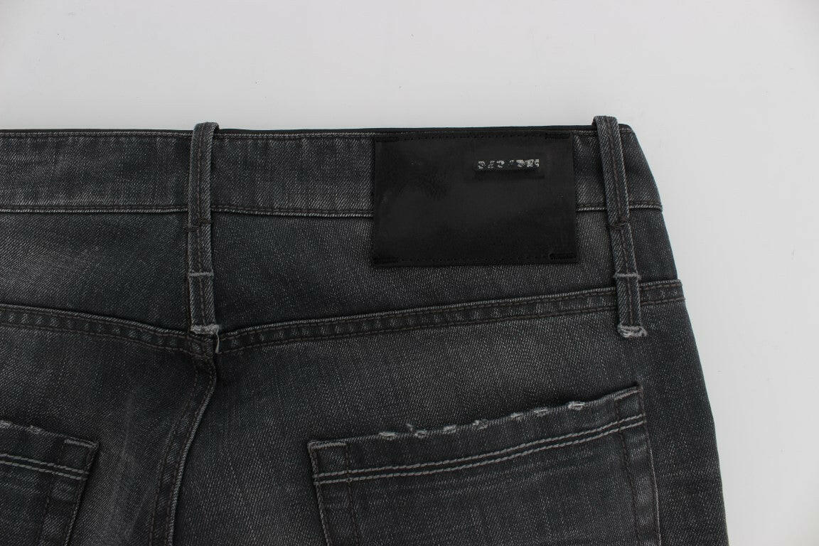 Acht Gray Cotton Regular Low Fit Jeans -   -  Acht.