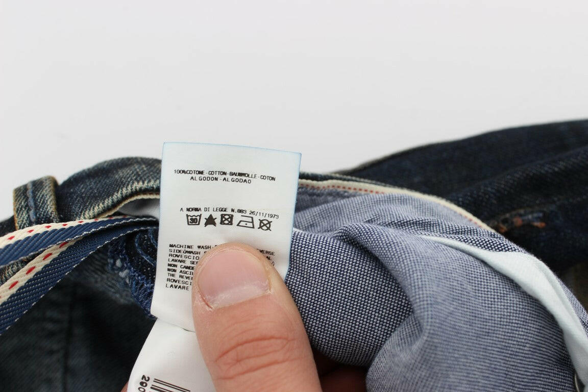 Acht Blue Wash Cotton Regular Straight Fit Jeans -   -  Acht.