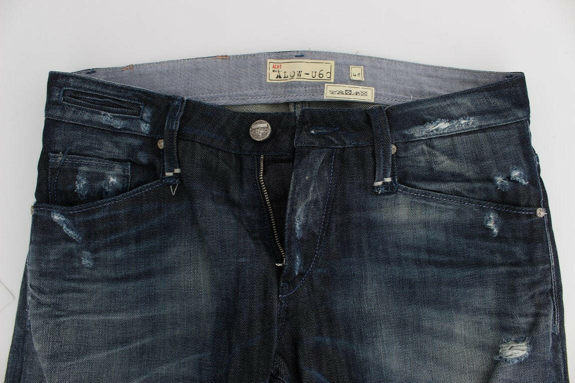 Acht Blue Cotton Regular Straight Fit Jeans -   -  Acht.