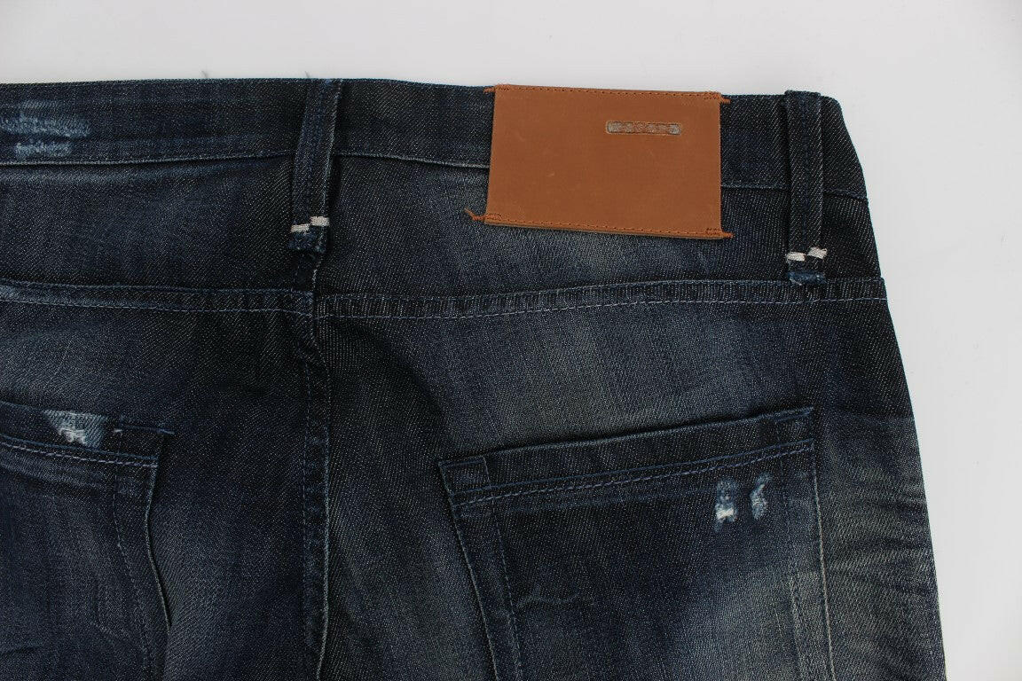 Acht Blue Cotton Regular Straight Fit Jeans -   -  Acht.