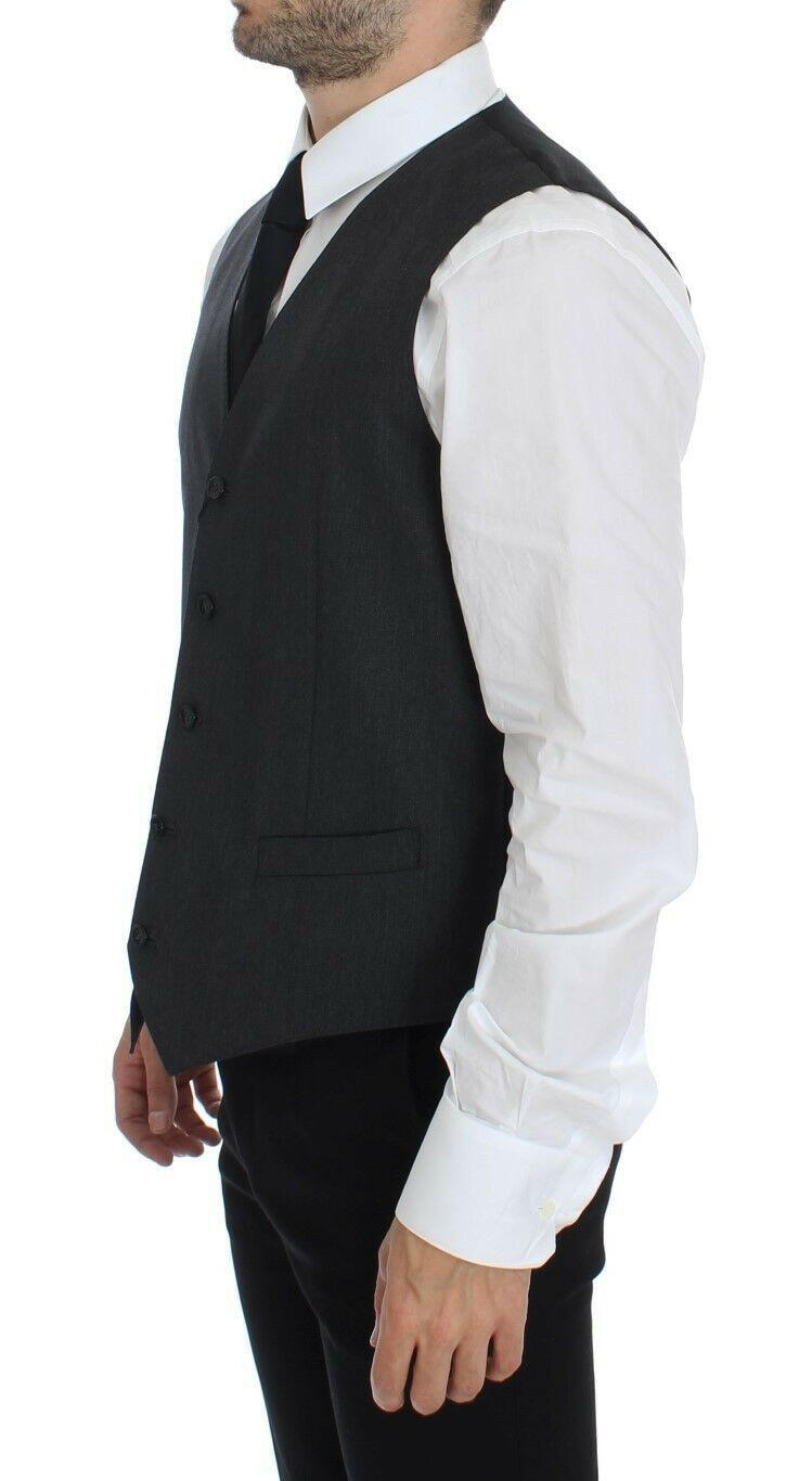 Dolce & Gabbana Gray Wool Formal Dress Vest Gilet Weste -  Vests for Men Suits -  Dolce & Gabbana.