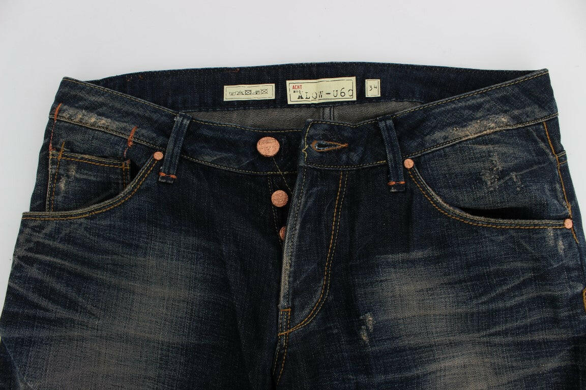 Acht Blue Wash Straight Fit Low Waist Jeans -   -  Acht.