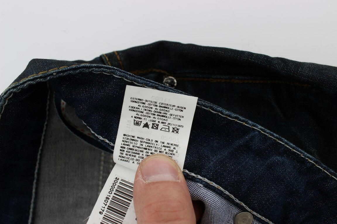 Acht Blue Wash Cotton Denim Straight Fit Jeans -   -  Acht.