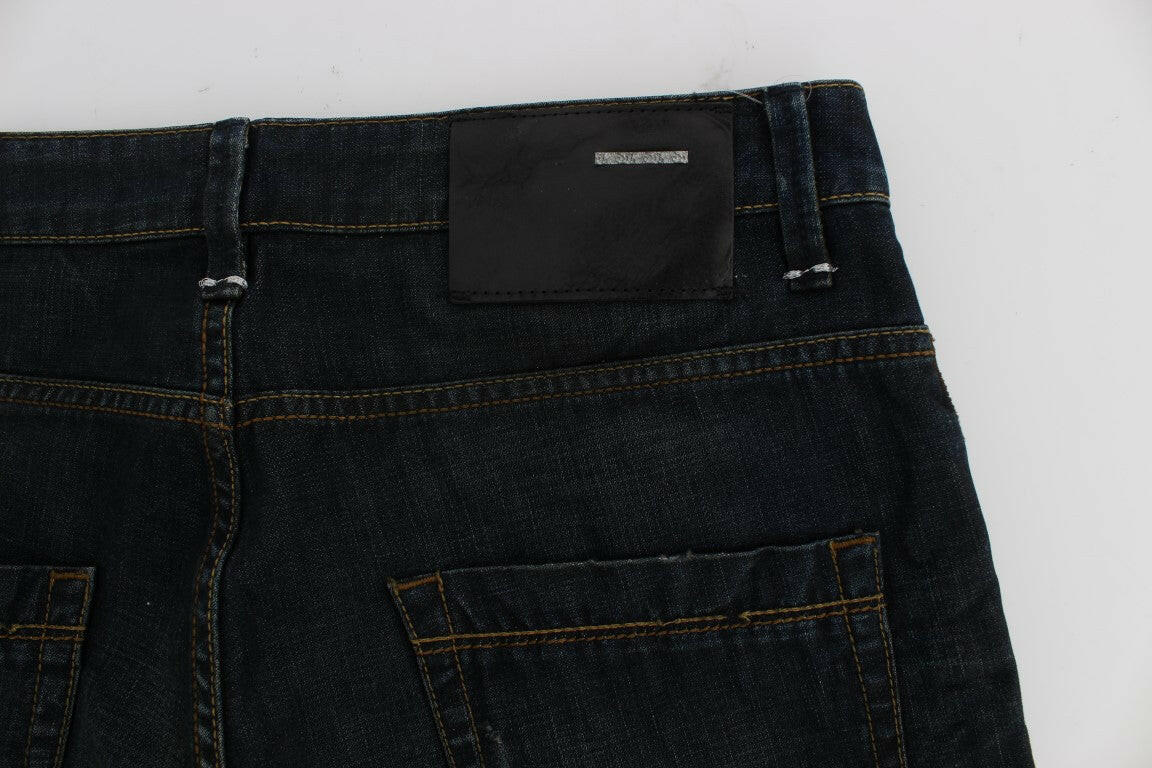 Acht Blue Wash Cotton Denim Straight Fit Jeans -   -  Acht.