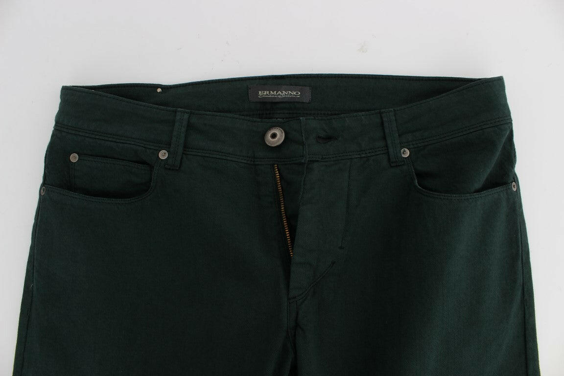 Ermanno Scervino Green Cotton Denim Stretch Straight Fit Jeans -   -  Ermanno Scervino.