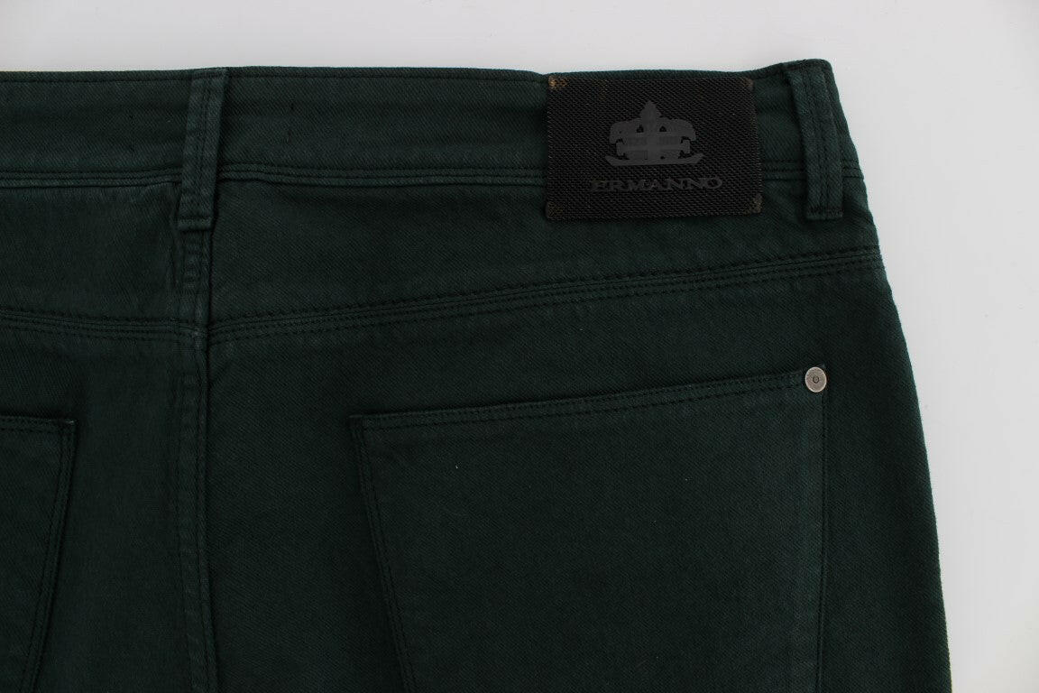 Ermanno Scervino Green Cotton Denim Stretch Straight Fit Jeans -   -  Ermanno Scervino.