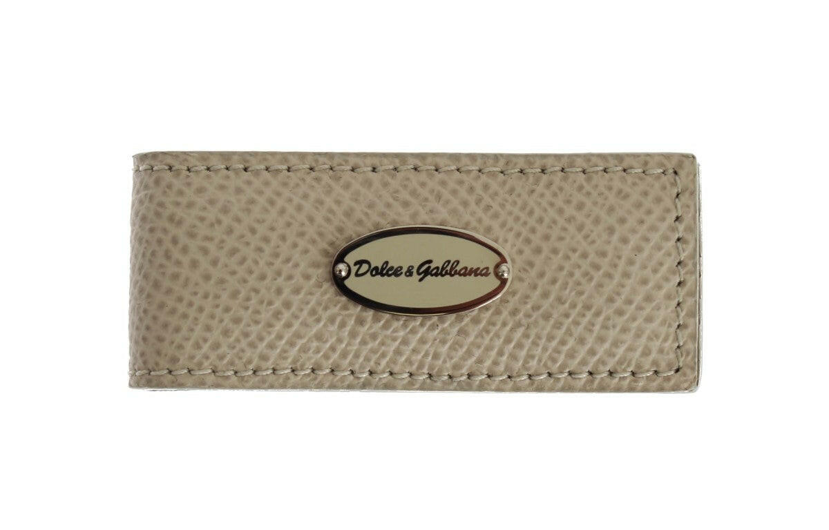Dolce & Gabbana Beige Leather Magnet Money Clip -   -  Dolce & Gabbana.