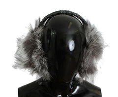 Dolce & Gabbana Gray Fox Fur Crystal Ear Muffs -   -  Dolce & Gabbana.