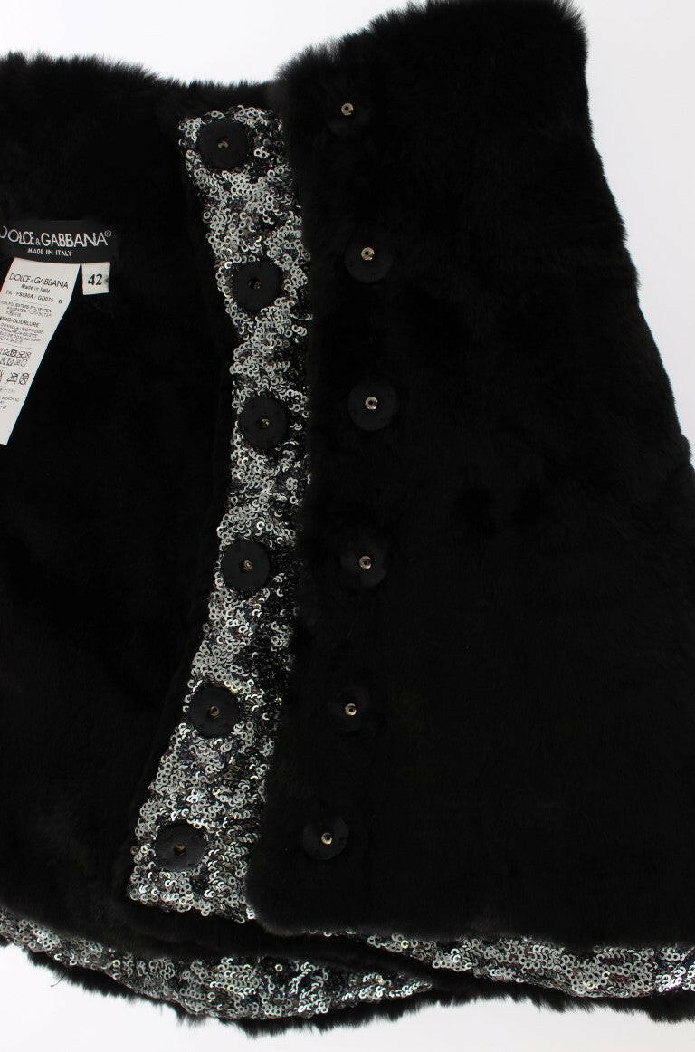 Dolce & Gabbana Silver Sequined Floral Weasel Fur Shoulder Scarf Wrap -   -  Dolce & Gabbana.
