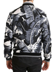 Dolce & Gabbana Black Silk Banana Leaf Print Bomber Jacket -   -  Dolce & Gabbana.