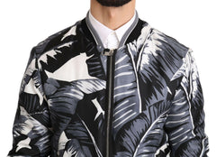 Dolce & Gabbana Black Silk Banana Leaf Print Bomber Jacket -   -  Dolce & Gabbana.