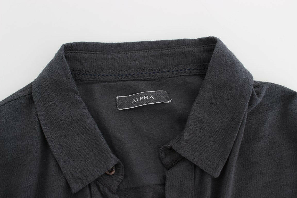 Alpha Massimo Rebecchi Gray Cotton Button Down Casual Shirt -   -  Alpha Massimo Rebecchi.