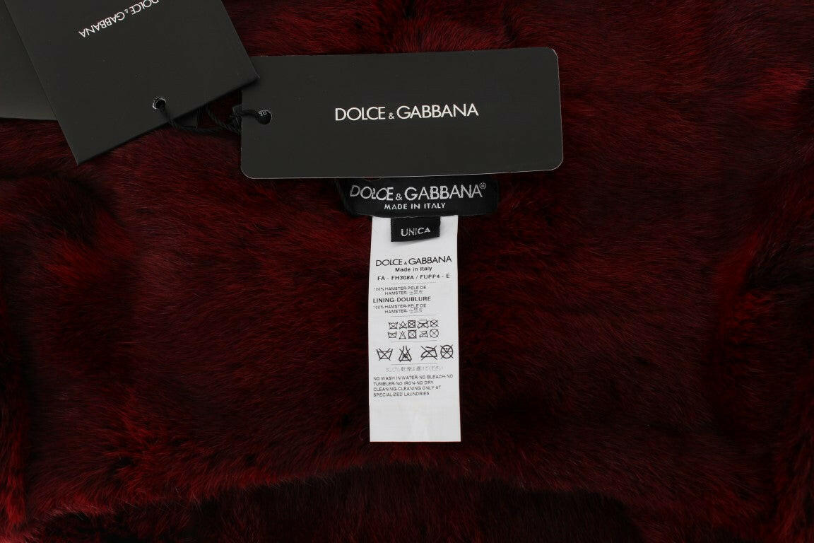 Dolce & Gabbana Bordeaux Hamster Fur Crochet Hood Scarf Hat -   -  Dolce & Gabbana.