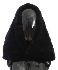 Dolce & Gabbana Black Weasel Fur Crochet Hood Scarf Hat -   -  Dolce & Gabbana.