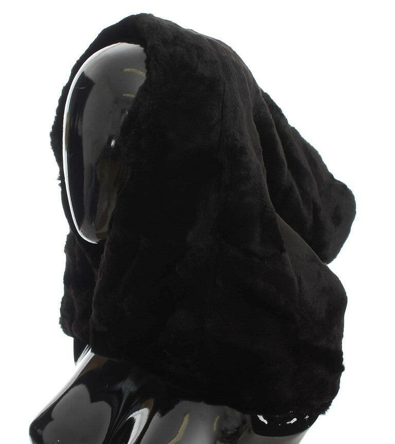 Dolce & Gabbana Black Weasel Fur Crochet Hood Scarf Hat -   -  Dolce & Gabbana.