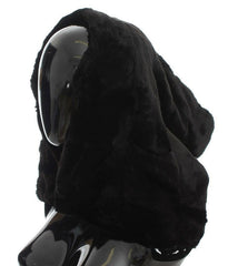Dolce & Gabbana Black Weasel Fur Crochet Hood Scarf Hat -   -  Dolce & Gabbana.