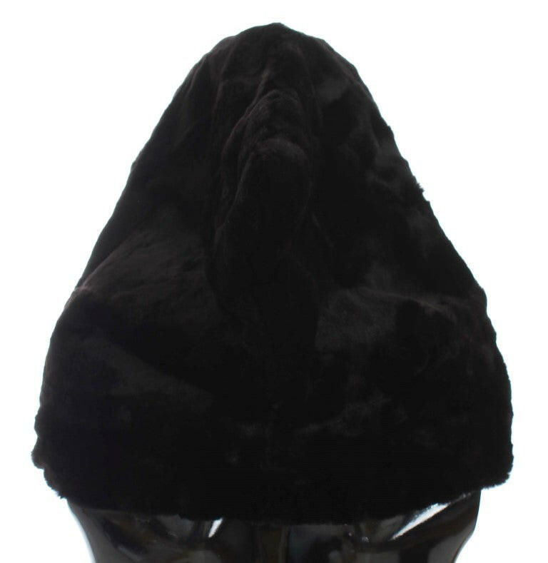 Dolce & Gabbana Black Weasel Fur Crochet Hood Scarf Hat -   -  Dolce & Gabbana.