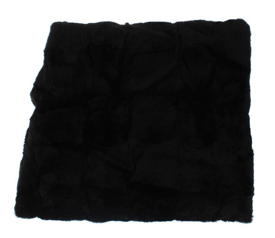Dolce & Gabbana Black Weasel Fur Crochet Hood Scarf Hat -   -  Dolce & Gabbana.