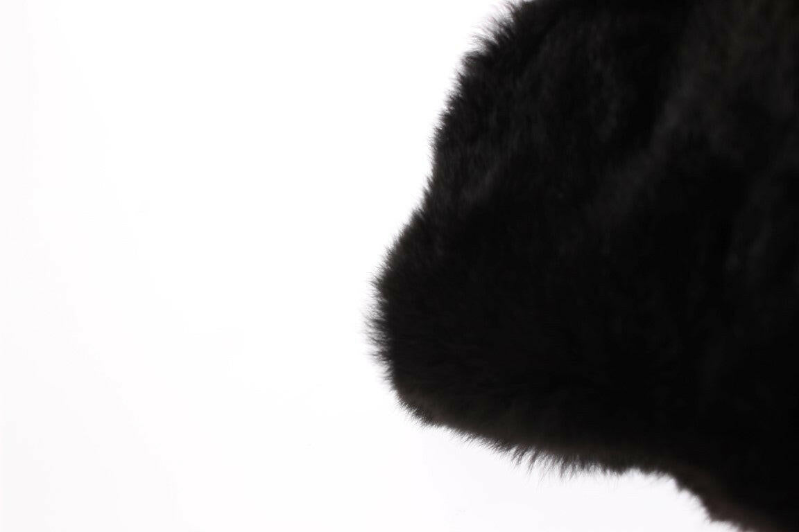 Dolce & Gabbana Black Weasel Fur Crochet Hood Scarf Hat -   -  Dolce & Gabbana.