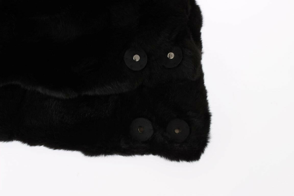 Dolce & Gabbana Black Weasel Fur Crochet Hood Scarf Hat -   -  Dolce & Gabbana.