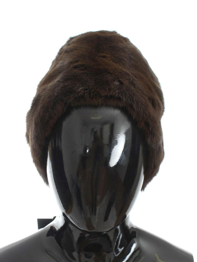 Dolce & Gabbana Brown Weasel Fur Womens Cashmere Hat Beanie -   -  Dolce & Gabbana.