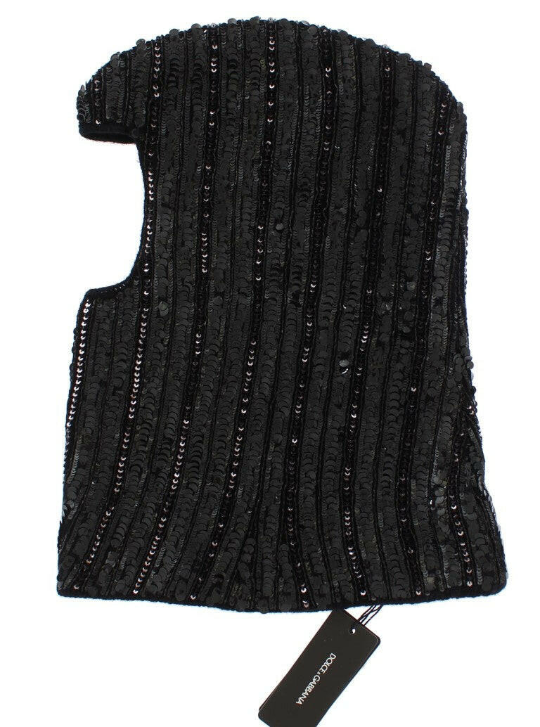 Dolce & Gabbana Black Knitted Sequin Hood Scarf Hat -   -  Dolce & Gabbana.