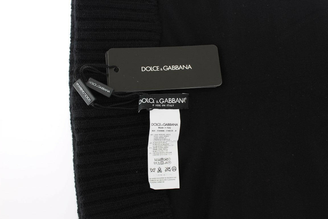 Dolce & Gabbana Black Knitted Sequin Hood Scarf Hat -   -  Dolce & Gabbana.
