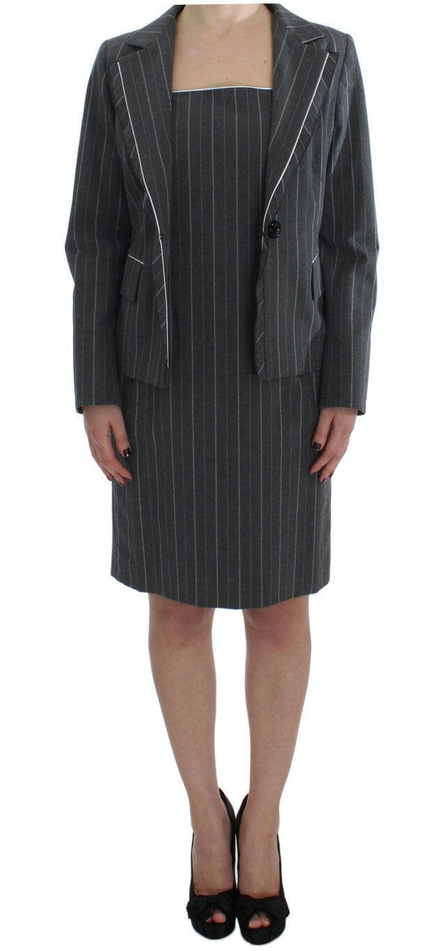 BENCIVENGA Gray Stretch Suit Sheath Dress & Blazer Set -   -  BENCIVENGA.