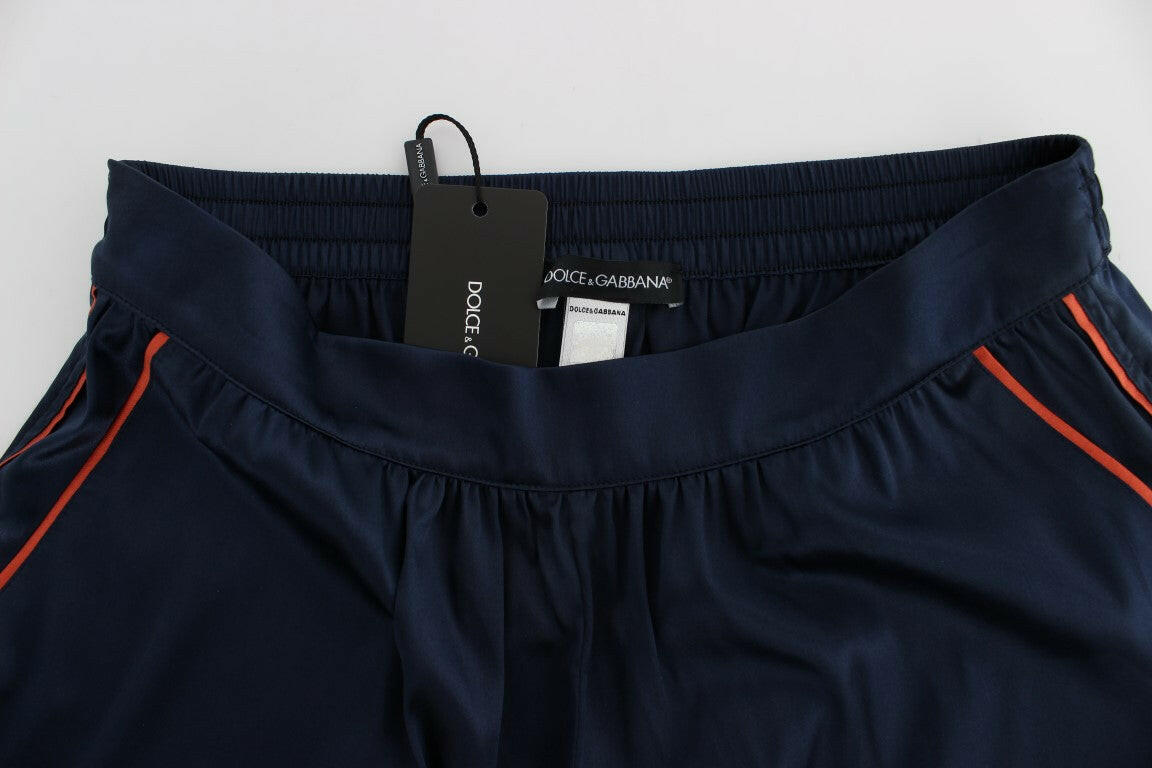 Dolce & Gabbana Blue Silk Stretch Sleepwear Shorts -   -  Dolce & Gabbana.