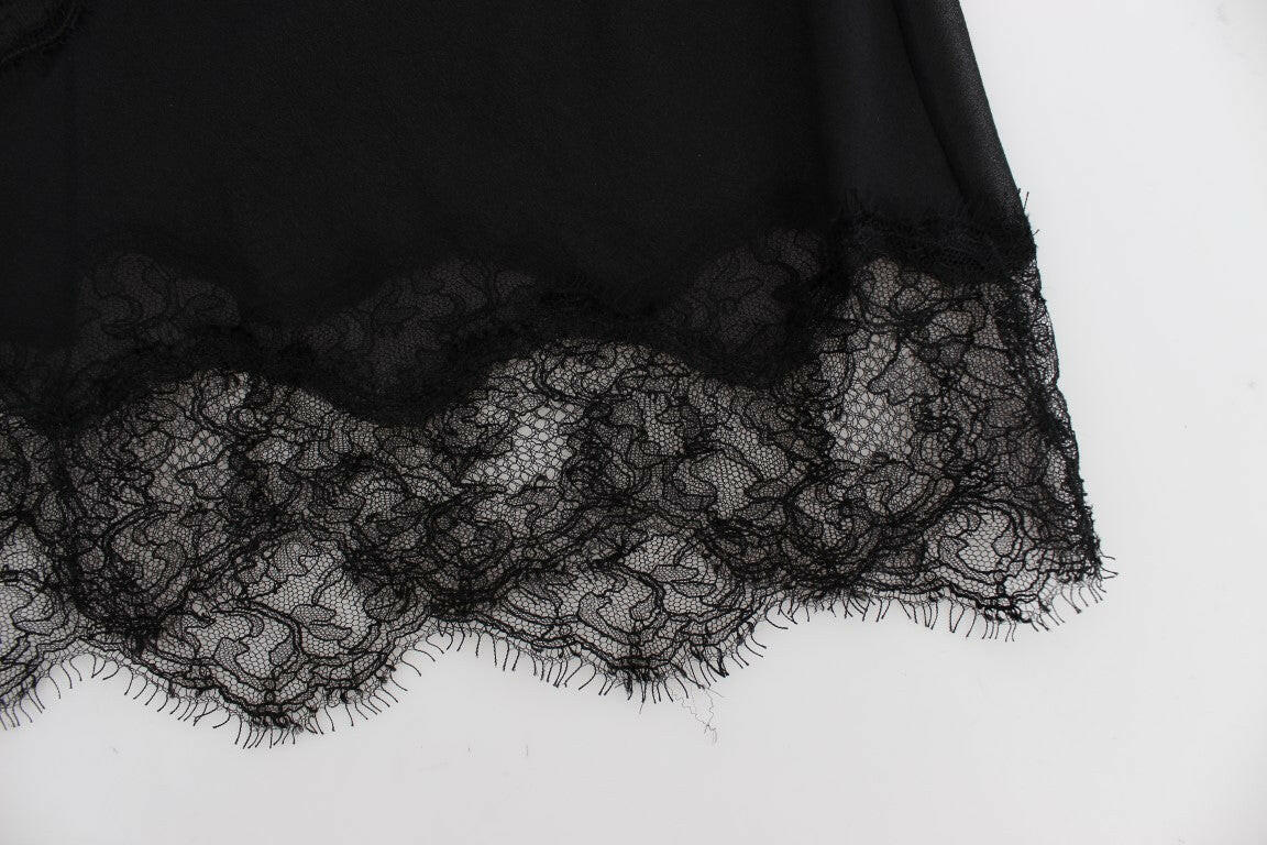 Dolce & Gabbana Black Silk Floral Lace Lingerie Top -   -  Dolce & Gabbana.