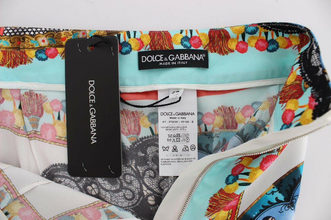 Dolce & Gabbana Multicolor Majolica Sicily Silk Pants -   -  Dolce & Gabbana.