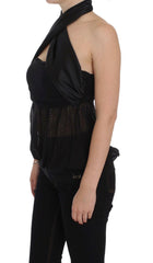 Exte Black Neck Wrap Top Blouse -   -  Exte.