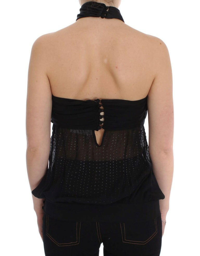 Exte Black Neck Wrap Top Blouse -   -  Exte.