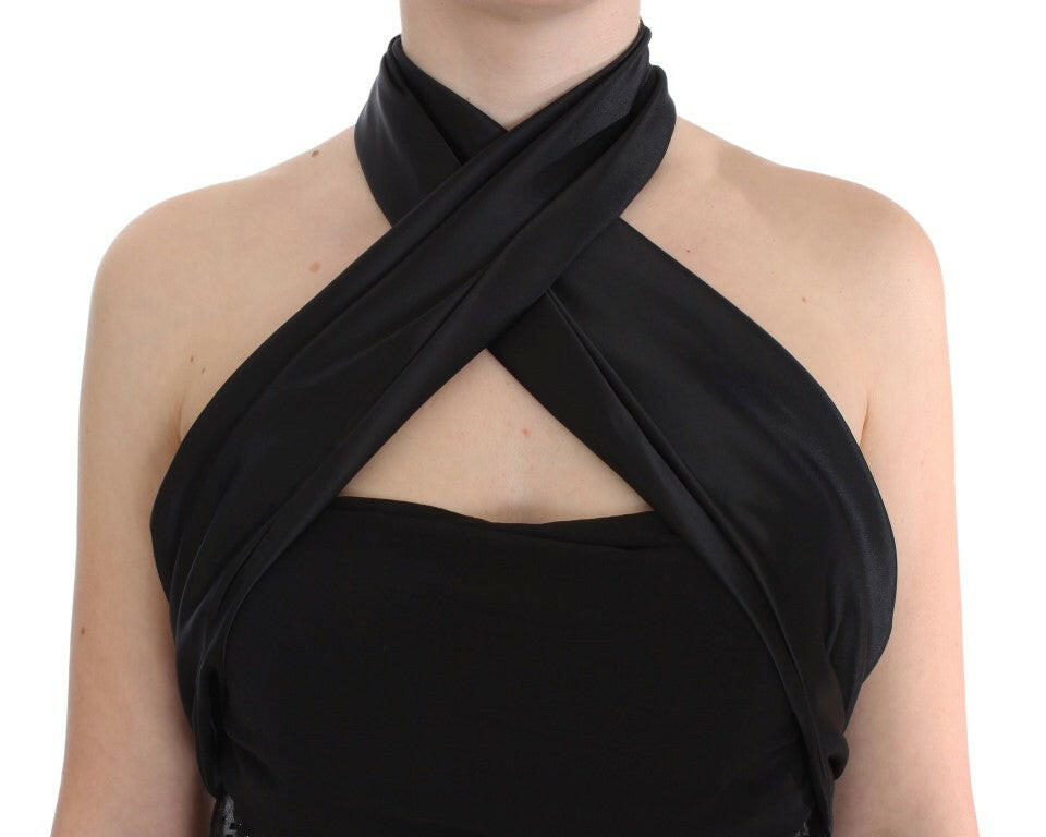 Exte Black Neck Wrap Top Blouse -   -  Exte.