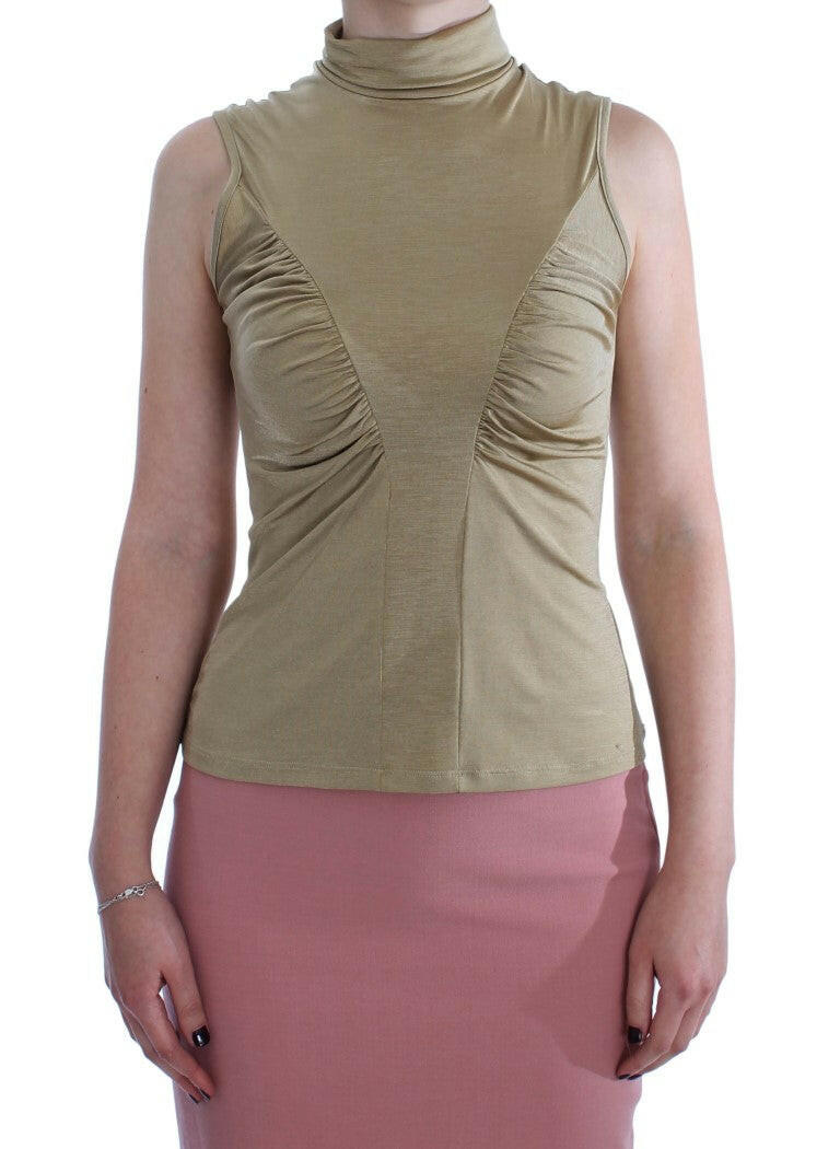 Exte Gold Nylon Turtleneck Top Blouse -   -  Exte.