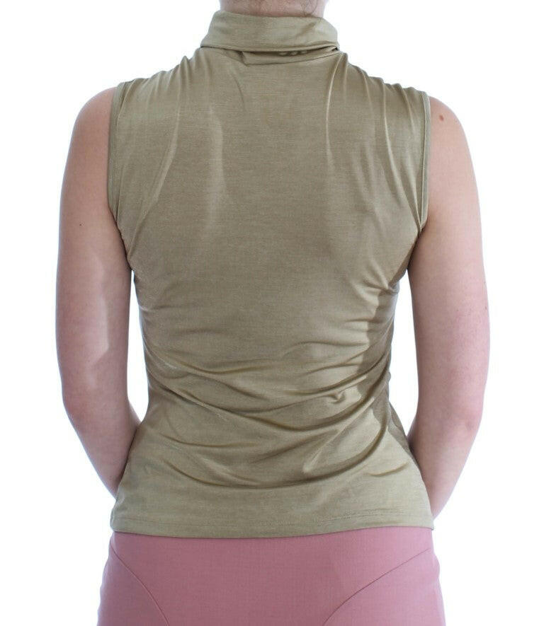 Exte Gold Nylon Turtleneck Top Blouse -   -  Exte.