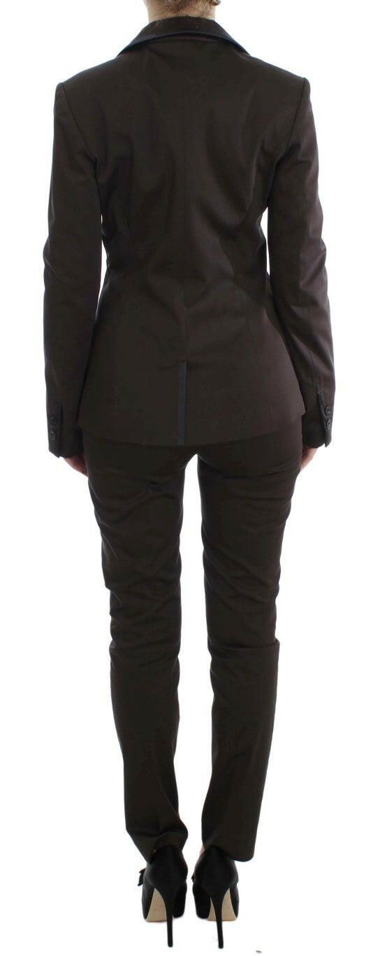 Exte Brown Stretch Two Button Suit -   -  Exte.