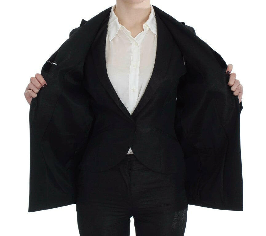 Exte Black One Button Three Piece Suit -   -  Exte.